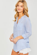 Load image into Gallery viewer, Striped Roll Up Sleeve Blouse