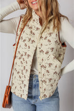 Load image into Gallery viewer, Floral Print Zip Up Quilted Vest