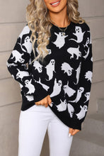 Load image into Gallery viewer, Halloween Ghost Allover Drop Shoulder Sweater