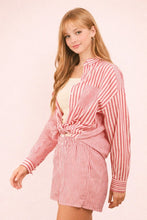 Load image into Gallery viewer, Striped Oversized Comfy Shirt Top & Short SET