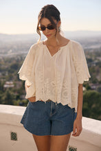 Load image into Gallery viewer, Floral Eyelet Cotton Scalloped Blouse