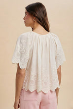 Load image into Gallery viewer, Floral Eyelet Cotton Scalloped Blouse