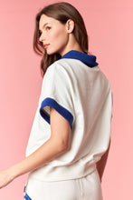 Load image into Gallery viewer, Polka Dot Quarter Zip Dolman Top