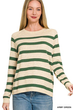 Load image into Gallery viewer, Wool Blend Striped Round Neck Sweater