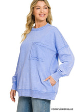 Load image into Gallery viewer, F/terry Acid Wash Raw Edge Front Pocket