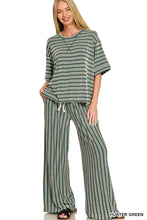 Load image into Gallery viewer, Raised Rib Stripe Short Sleeve Top & Pan