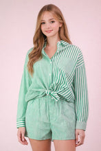 Load image into Gallery viewer, Striped Oversized Comfy Shirt Top & Short SET