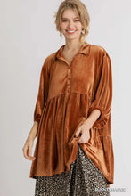 Load image into Gallery viewer, Button Down Velvet Tunic Dress