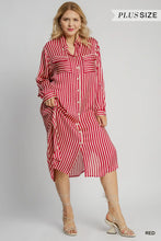 Load image into Gallery viewer, Stripped Collared Button Down Midi Dress