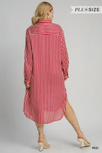 Load image into Gallery viewer, Stripped Collared Button Down Midi Dress