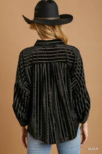 Load image into Gallery viewer, Metallic Textured Velvet Button Down