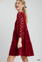 Load image into Gallery viewer, Tiered Velvet Mini Dress