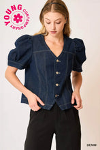 Load image into Gallery viewer, V Neck Denim Button Down Top