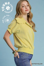 Load image into Gallery viewer, Scallop Collar Puff Sleeve Top