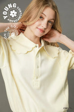 Load image into Gallery viewer, Scallop Collar Puff Sleeve Top