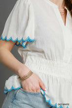 Load image into Gallery viewer, Scalloped Hem Smocked Waist Blouse