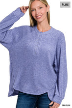 Load image into Gallery viewer, PLUS BRUSHED MELANGE HACCI HENLEY SWEATE