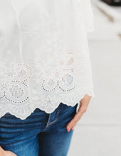 Load image into Gallery viewer, Floral Eyelet Cotton Scalloped Blouse