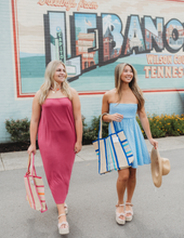 Load image into Gallery viewer, Oversized Striped Straw Braided Tote Bag