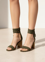 Load image into Gallery viewer, Tassel Wrap Ankle Strap Block Heel Sanda