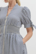 Load image into Gallery viewer, Zip front Pin Stripe Midi Dress
