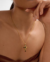 Load image into Gallery viewer, GREEN AGATE CROSS NECKLACE | Gold Coated