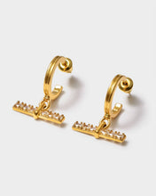 Load image into Gallery viewer, LUSTRE T-BAR HOOP EARRINGS | Gold Coated