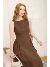 Load image into Gallery viewer, Boat Neck Sleeveless Basque Waist Midi D

