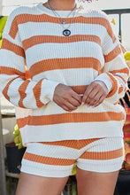 Load image into Gallery viewer, Round Neck Long Sleeve Back Tie Stripe Sweater- part of a set
