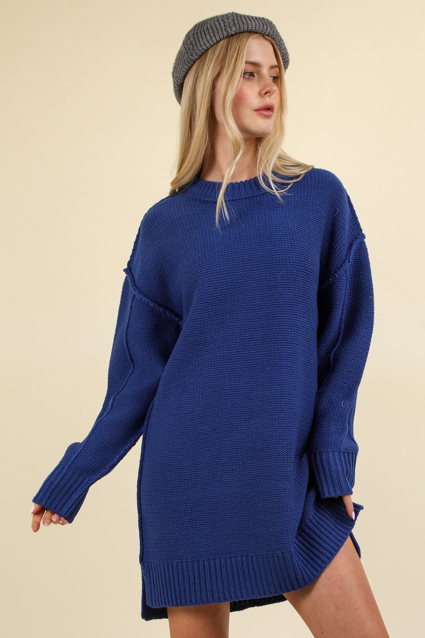 Chunky Round Neck Oversized Sweater Mini