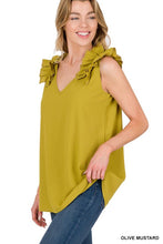 Load image into Gallery viewer, Woven Wool Dobby Ruffle Trim Sleeveless
