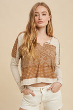 Load image into Gallery viewer, Contrast French Terry Boho Top
