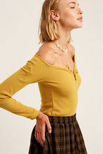Load image into Gallery viewer, Waffle Textured Off Shoulder Henley Knit
