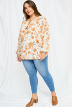 Load image into Gallery viewer, Plus Floral Print Dolman Sleeve Tassel T
