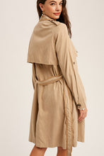 Load image into Gallery viewer, TEXTURED TIE WAIST LONG LAYERED TRENCH COAT
