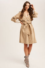 Load image into Gallery viewer, TEXTURED TIE WAIST LONG LAYERED TRENCH COAT
