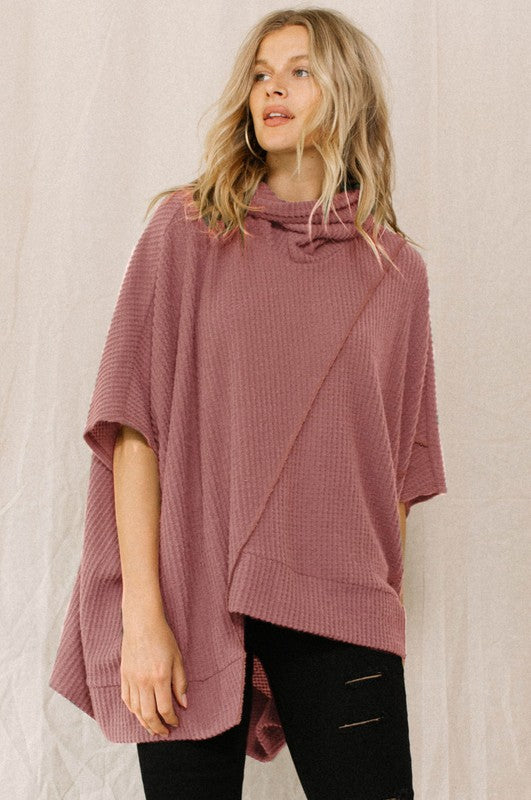 Solid Print Brushed Waffle Top