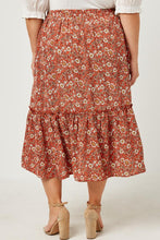 Load image into Gallery viewer, Plus Elastic Waist Floral Ruffle Tier Skirt
