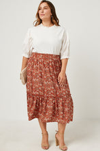 Load image into Gallery viewer, Plus Elastic Waist Floral Ruffle Tier Skirt
