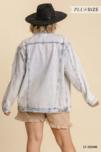 Load image into Gallery viewer, PLUS Acid Washed Distressed Denim Jacket

