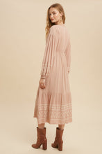 Load image into Gallery viewer, Embroidered V Neck Peasant Dress
