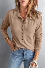 Load image into Gallery viewer, Slim Button Front Turn-down Neck Knit Top
