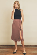 Load image into Gallery viewer, Satin Button Detail Ruffled Midi Skirt
