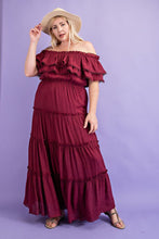 Load image into Gallery viewer, PLUS SIZE OFF THE SHOULDER RUFFLE MAXI DRESS
