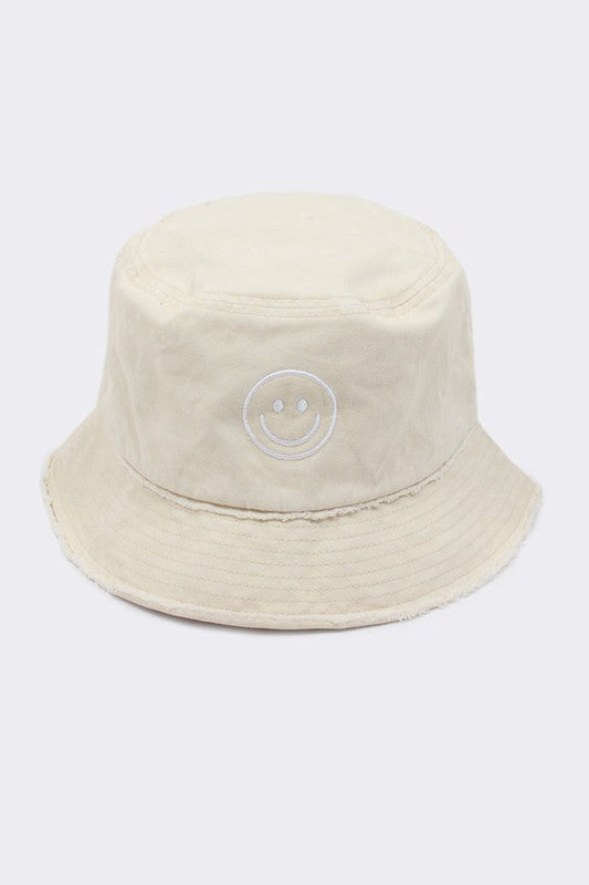 Outlined Smile Embroidery Bucket Hats