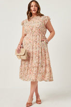 Load image into Gallery viewer, PLUS Floral Ruffled Smock Neck Tank Dress
