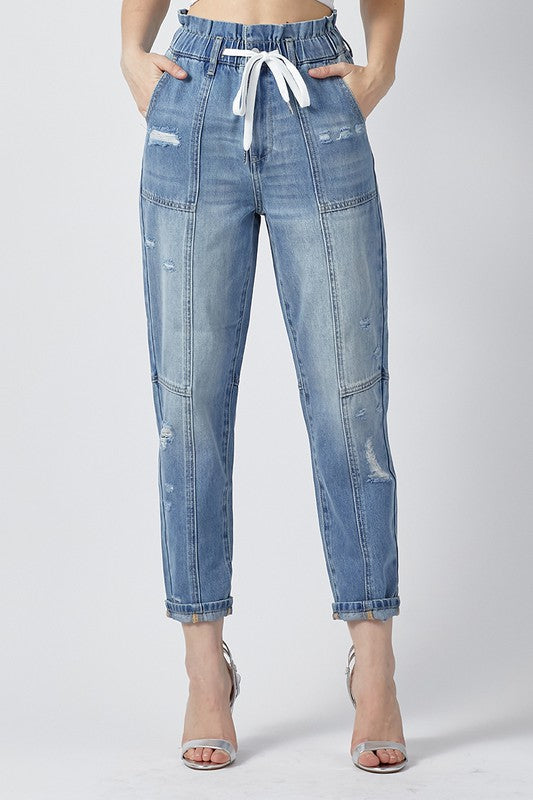 HIGH RISE PULL ON JEANS