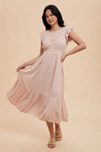 Load image into Gallery viewer, Lace Panel Open Back Midi Dress
