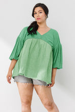 Load image into Gallery viewer, Plus Washed Solid Woven Babydoll Top
