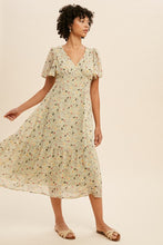 Load image into Gallery viewer, Floral Chiffon Flutter Sleeve V Neck Mid
